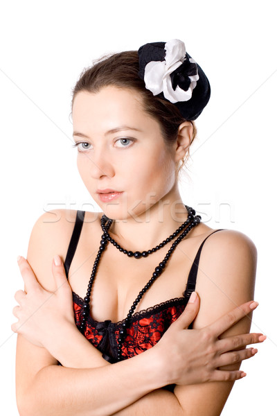 woman in corset and little hat Stock photo © marylooo