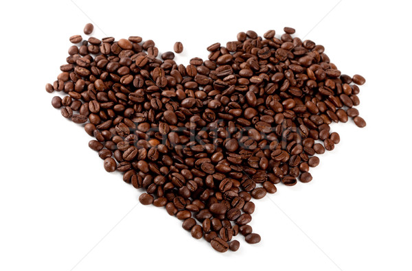 Kávé szív pörkölt forma fehér textúra Stock fotó © marylooo