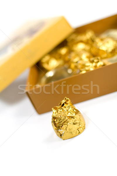 Cukorkák doboz gyönyörű arany színek csokoládé Stock fotó © marylooo