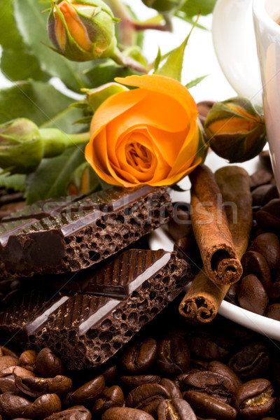 Cioccolato caffè cannella fiore fiore giallo primo piano Foto d'archivio © marylooo