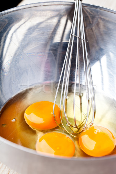 whisking eggs in metal bowl  Stock photo © marylooo