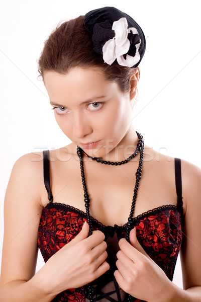 woman in corset and little hat Stock photo © marylooo