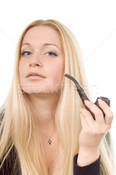 blond woman with tobacco-pipe Stock photo © marylooo