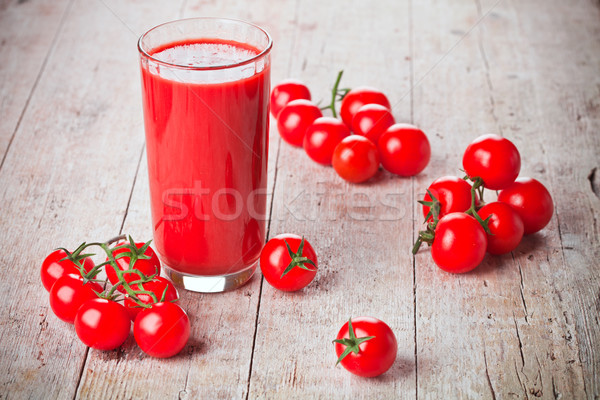 Domates suyu cam taze domates ahşap bağbozumu Stok fotoğraf © marylooo