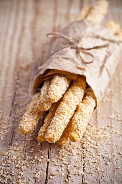 麵包 芝麻 收拾 鄉村 木 紙 商業照片 © marylooo