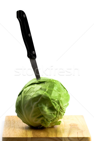 green cabbage with knife Stock photo © marylooo