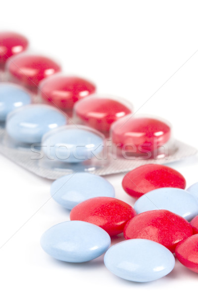 красный синий таблетки пластиковых волдырь Сток-фото © marylooo