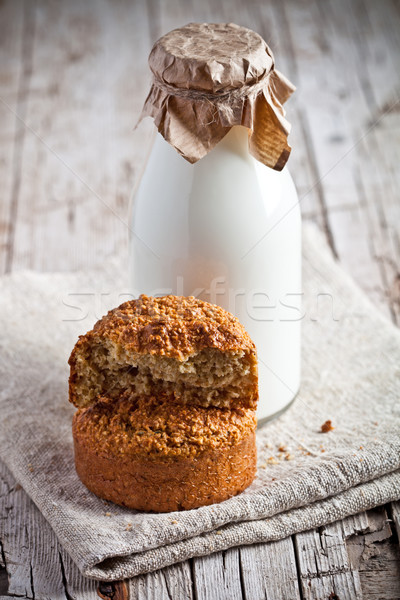 bottle of fresh milk and fresh baked bread  Stock photo © marylooo