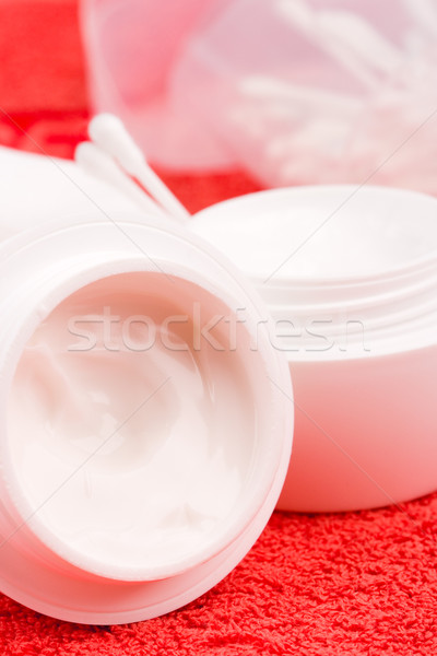  facial cream and cotton swabs Stock photo © marylooo