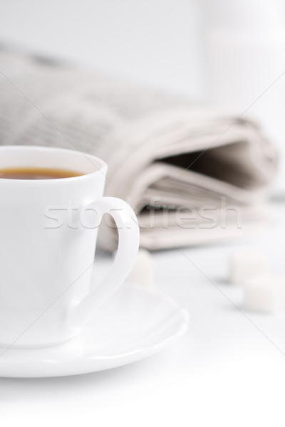 coffee, sugar and stack of newspapers Stock photo © marylooo