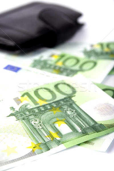 Euro leder portemonnee geld financieren Stockfoto © marylooo