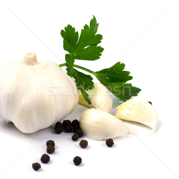 garlics with black pepper and green parsley Stock photo © marylooo