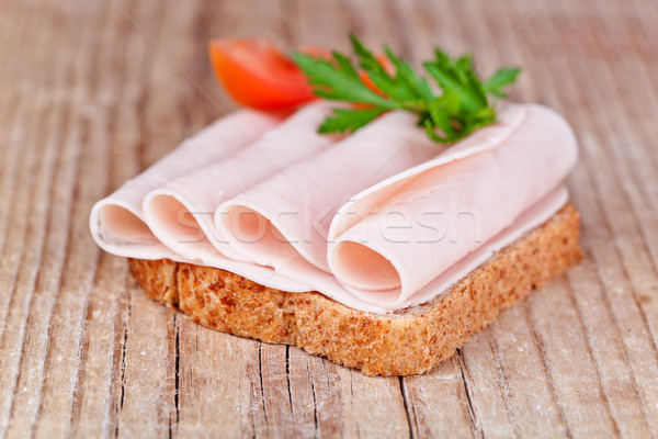 Brot geschnitten Schinken frischen Tomaten Petersilie Stock foto © marylooo