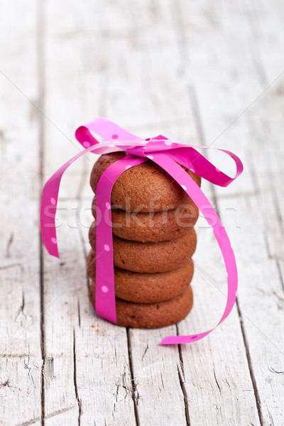 Schokolade Cookies rustikal Holz Stock foto © marylooo