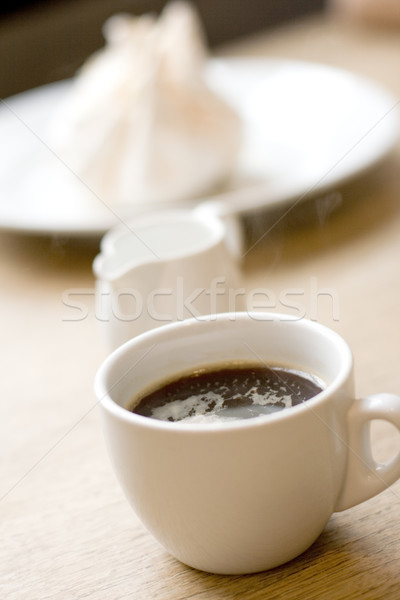 cup of coffee, milk and meringue Stock photo © marylooo