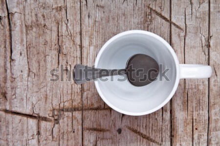 Vide blanche tasse cuillère rustique bois [[stock_photo]] © marylooo