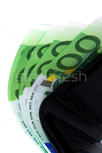 Euros cuero bolso primer plano blanco dinero Foto stock © marylooo