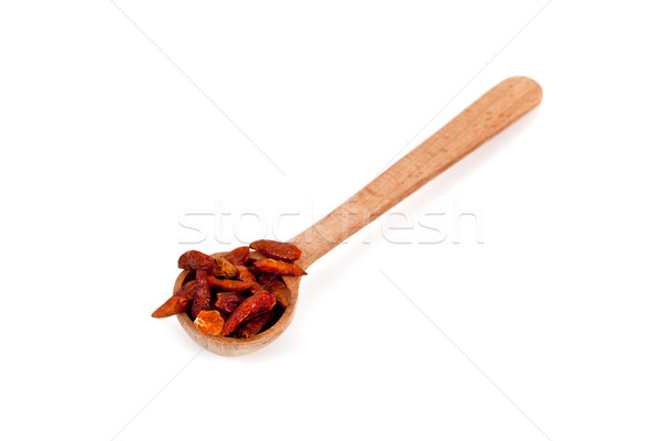 red chili peppers in wooden spoon Stock photo © marylooo