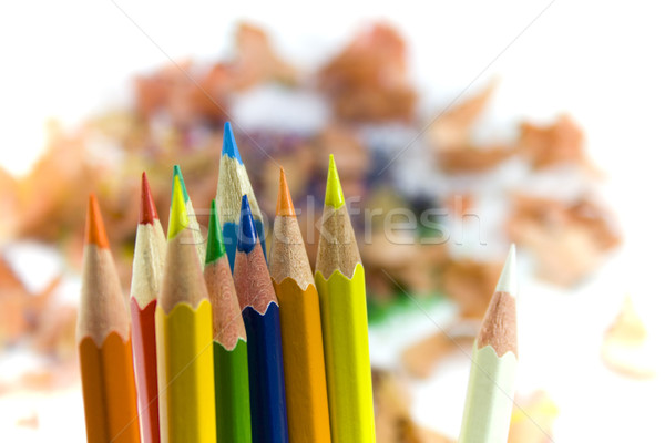 Stock photo: pensils over sawdust background