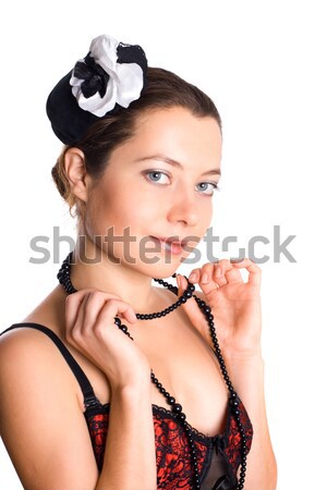 attractive woman in corset and little hat  Stock photo © marylooo
