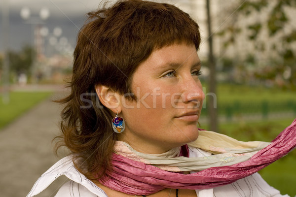 Vrouw witte outdoor portret gezicht Stockfoto © marylooo