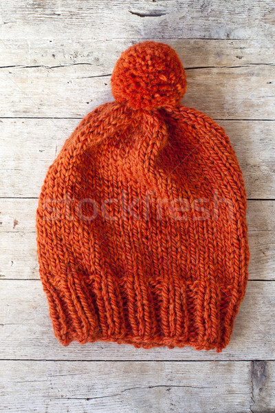 wool orange pompom hat Stock photo © marylooo