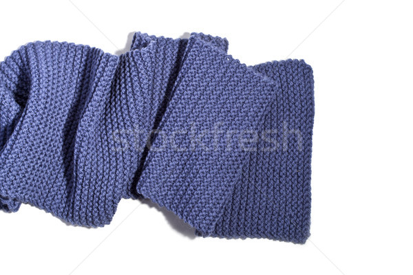 Stock photo: knitted blue scarf isolated on white background