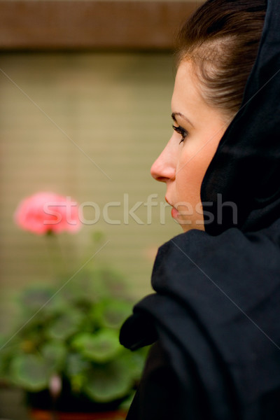 Wdowa portret kwiat ramki śmierci Zdjęcia stock © marylooo