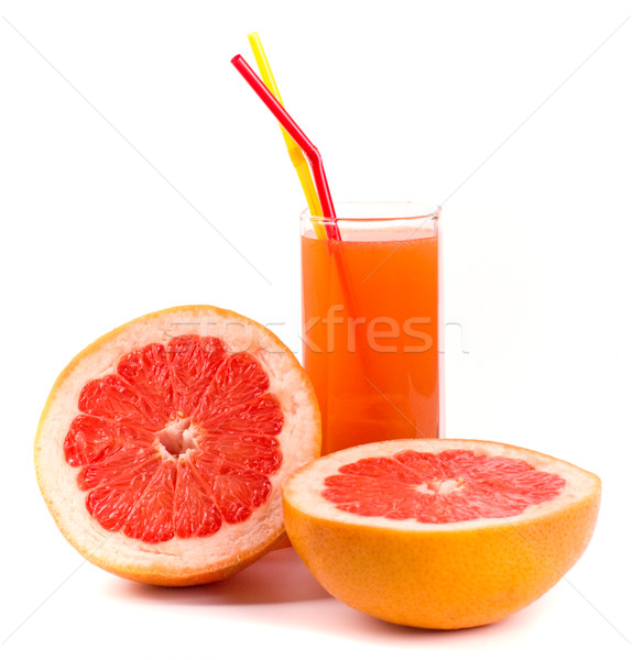 Grapefruit suc sticlă doua alb fruct Imagine de stoc © marylooo