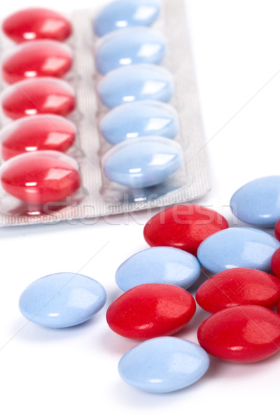 Rood Blauw pillen plastic Stockfoto © marylooo