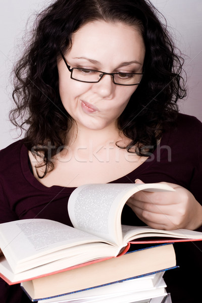 Nő boglya könyvek portré vonzó könyv Stock fotó © marylooo