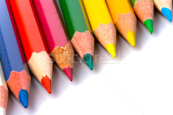 Szín ceruzák közelkép fehér iroda gyerekek Stock fotó © marylooo