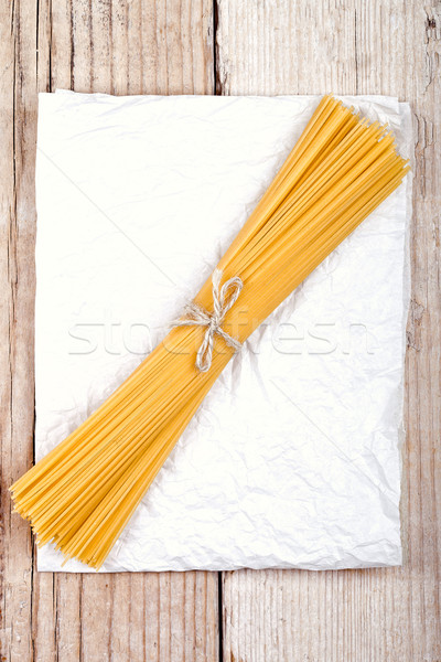 [[stock_photo]]: Spaghettis · blanche · papier · fond · blé