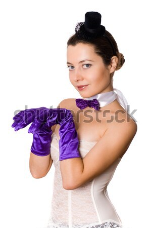  woman in corset, gloves and little hat Stock photo © marylooo