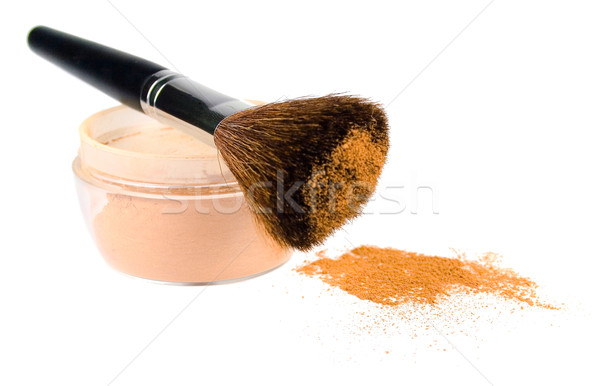 Poeder borstel mode kleur huid spa Stockfoto © marylooo