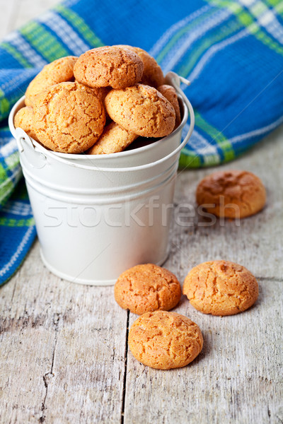 meringue almond cookies in bucket Stock photo © marylooo