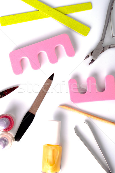Pedicure piękna zestaw biały ręce różowy Zdjęcia stock © marylooo