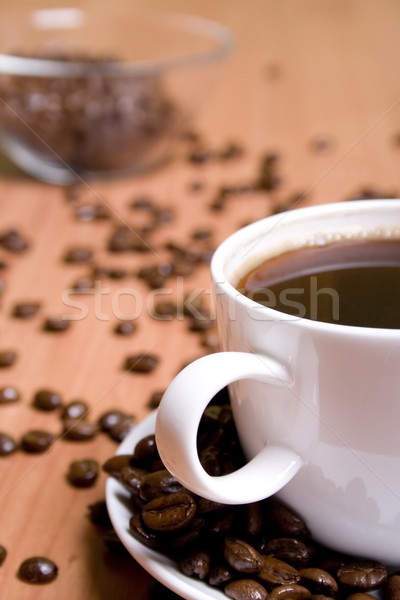 Csésze kávé fa asztal kávé háttér űr Stock fotó © marylooo