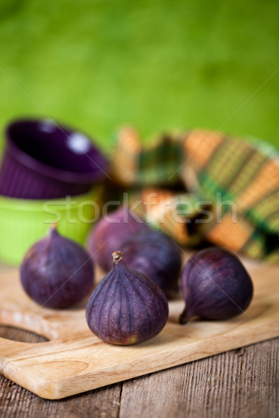  fresh figs on rustic wooden table Stock photo © marylooo