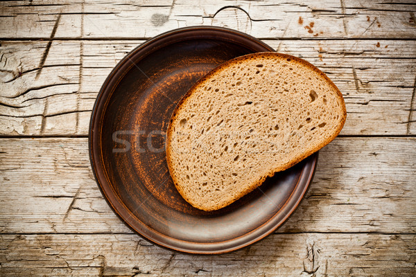 Rozs kenyér tányér rusztikus fából készült búza Stock fotó © marylooo