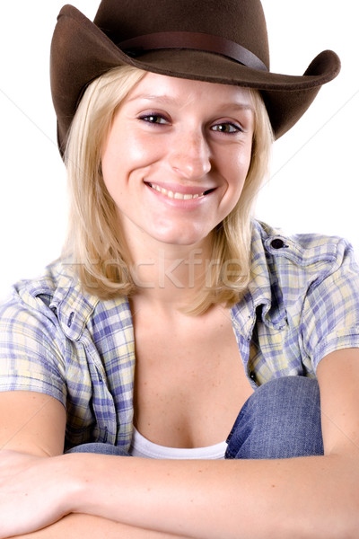 Ziemlich westlichen Frau Cowboy Shirt hat Stock foto © marylooo