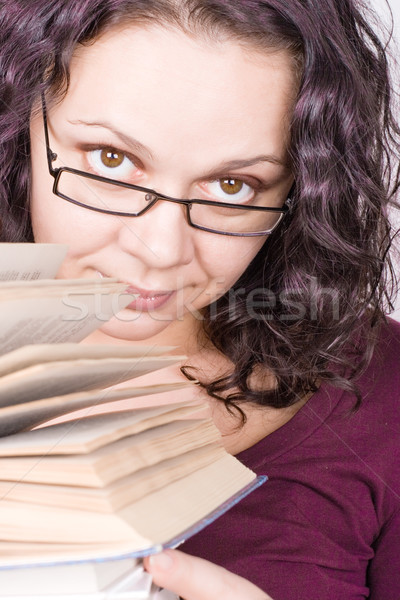 Vrouw boeken portret aantrekkelijke vrouw boek Stockfoto © marylooo