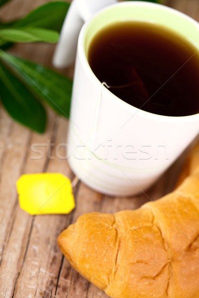 cup of tea and fresh croissant Stock photo © marylooo