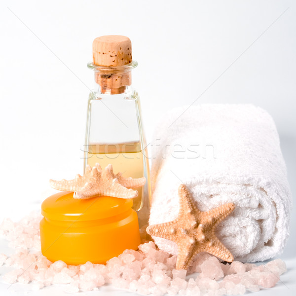 Spa продукции морская соль полотенце нефть звезды Сток-фото © marylooo
