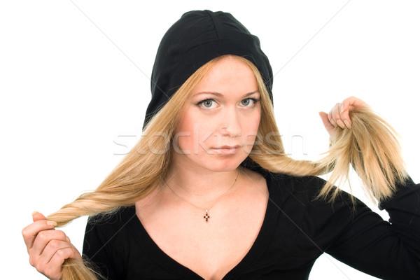 woman in black hood Stock photo © marylooo