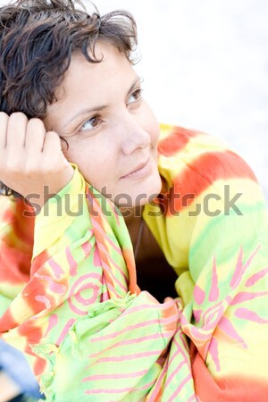 girl in a cowboy hat with cup of tea Stock photo © marylooo