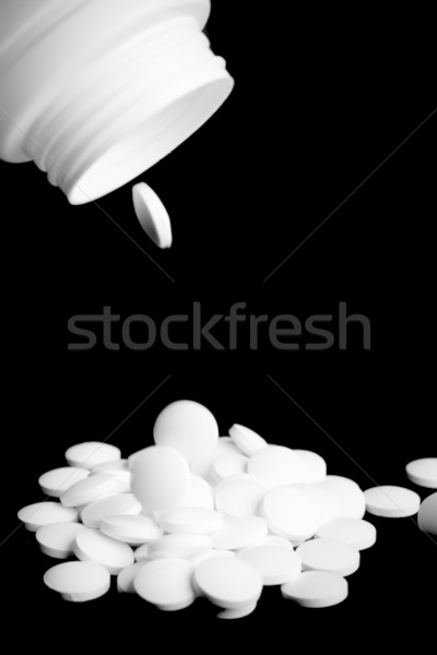 Witte pil fles pillen zwarte geneeskunde Stockfoto © marylooo