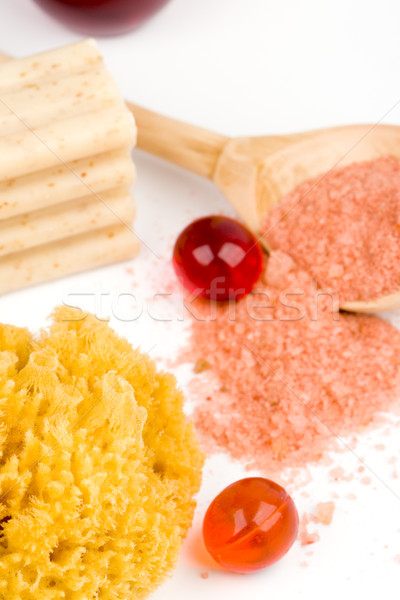 Cosmetische producten zeezout spons zeep olie Stockfoto © marylooo