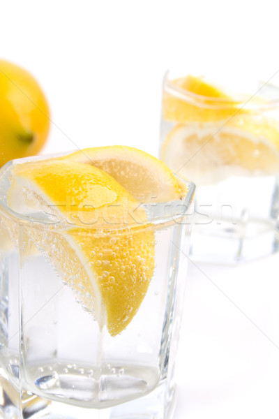 Soda su limon iki gözlük dilimleri Stok fotoğraf © marylooo
