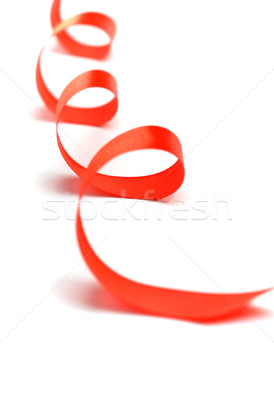Piros szatén szalag közelkép fehér ajándék Stock fotó © marylooo